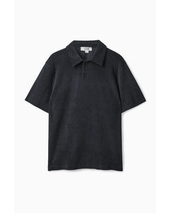 Relaxed-fit Towelling Polo Shirt Dark Navy