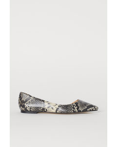 Pointed Ballet Pumps Grey/snakeskin-patterned