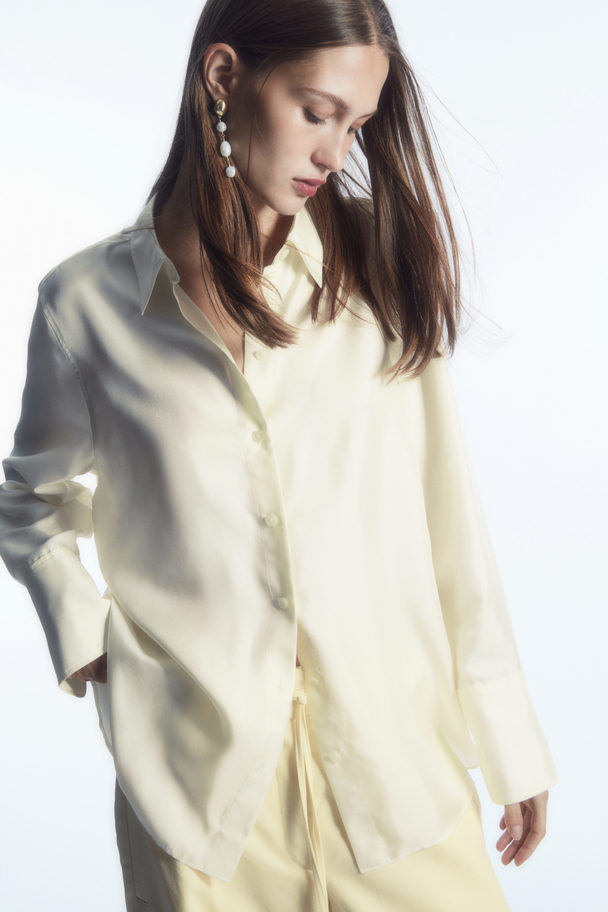 COS Oversized Pure Silk Shirt Off-white