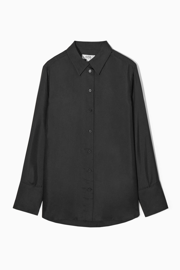 COS Oversized Pure Silk Shirt Black