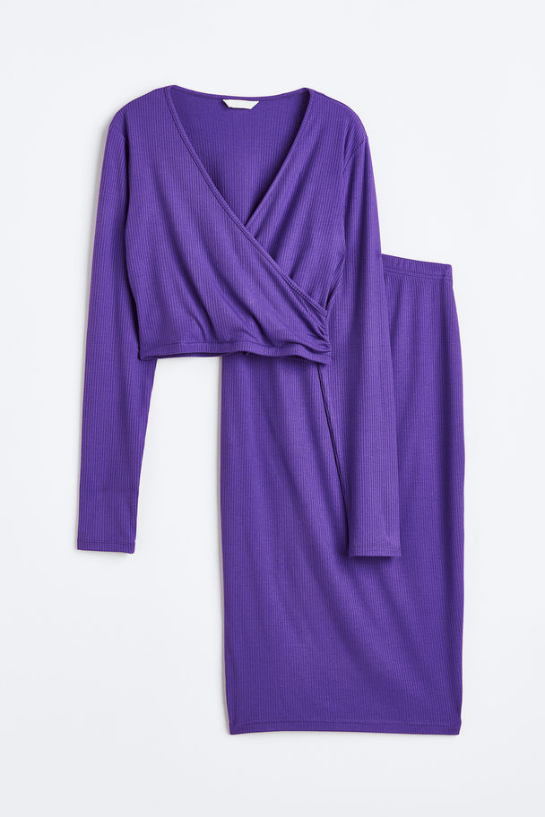 H&M Mama 2-piece Top And Skirt Set Purple