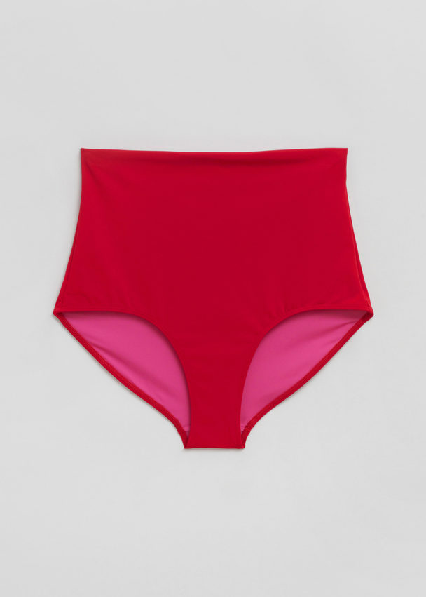 & Other Stories High Waist Bikini Bottoms Ruby Red/fuchsia