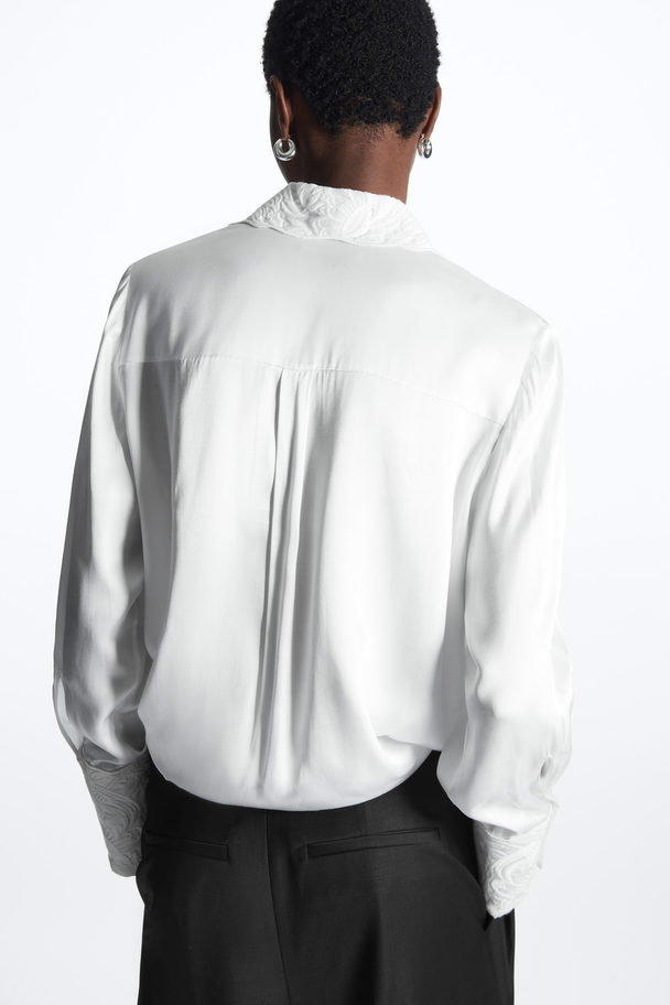 COS Regular-fit Embroidered-collar Shirt White