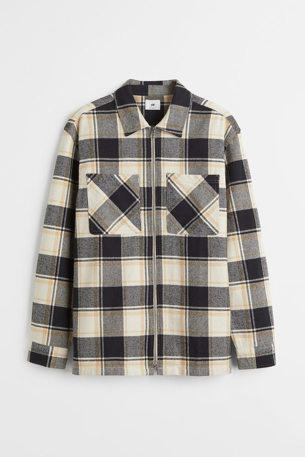 H&M Relaxed Fit Checked Overshirt Yellow/black