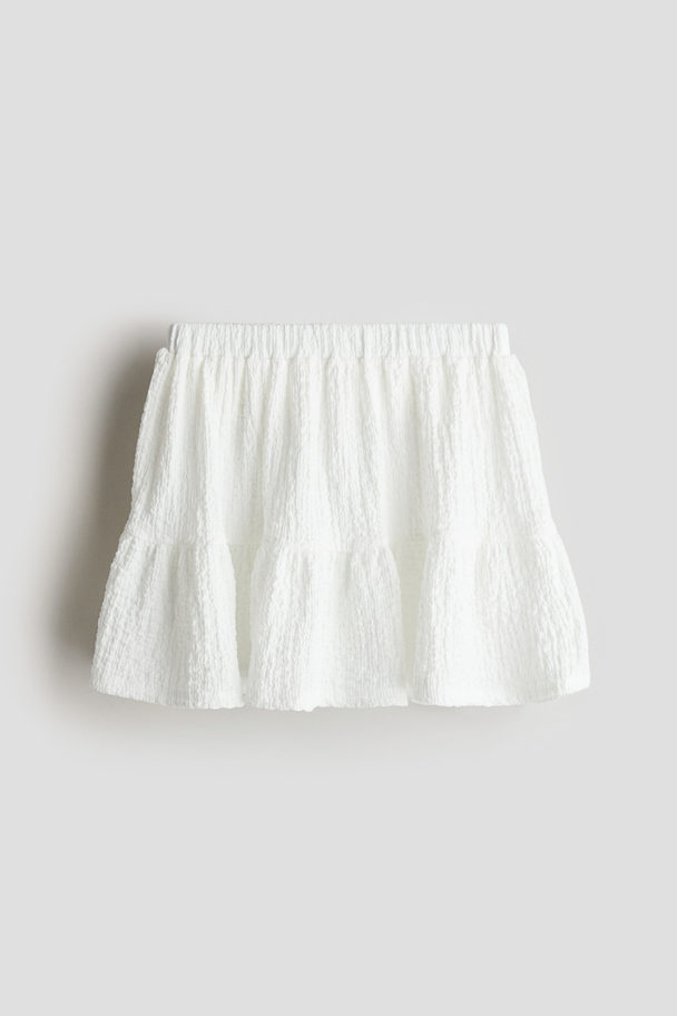 H&M Crinkled Jersey Skirt White