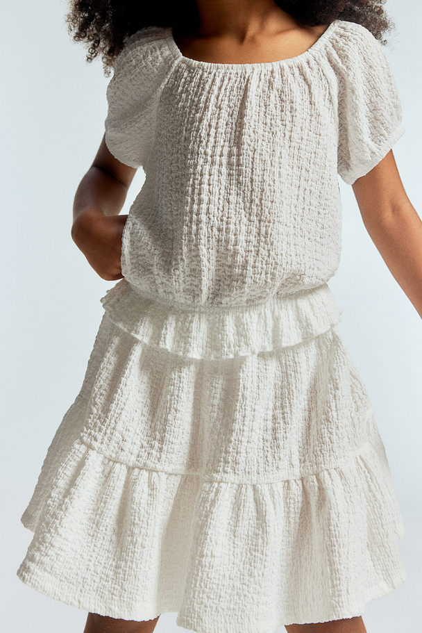 H&M Crinkled Jersey Skirt White