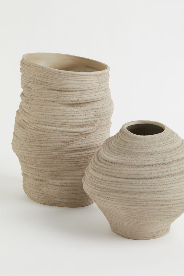 H&M HOME Asymmetric Stoneware Vase Greige