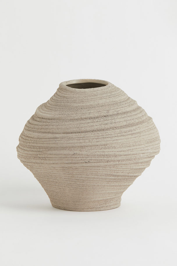 H&M HOME Asymmetrische Vase aus Steingut Greige