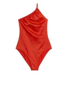 One-shoulder Swimsuit Red