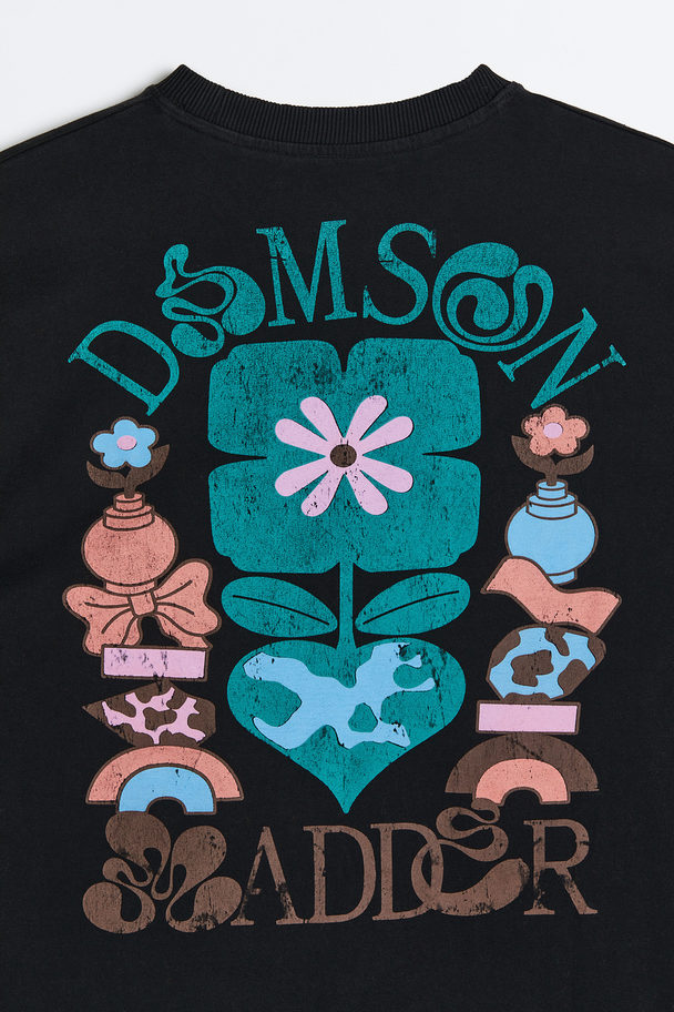 Damson Madder Ls Flower World Ekologisk T-shirt Svart