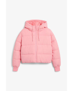 Cropped Puffer Jacket Bright Pink