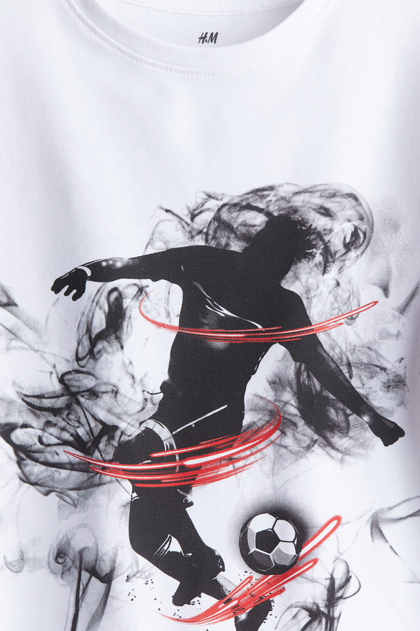 H&M Print-motif T-shirt White/football Player