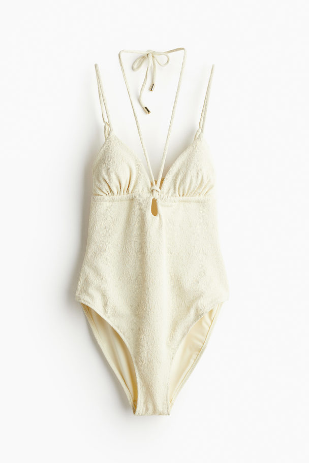 H&M Padded-cup Swimsuit Pale Yellow