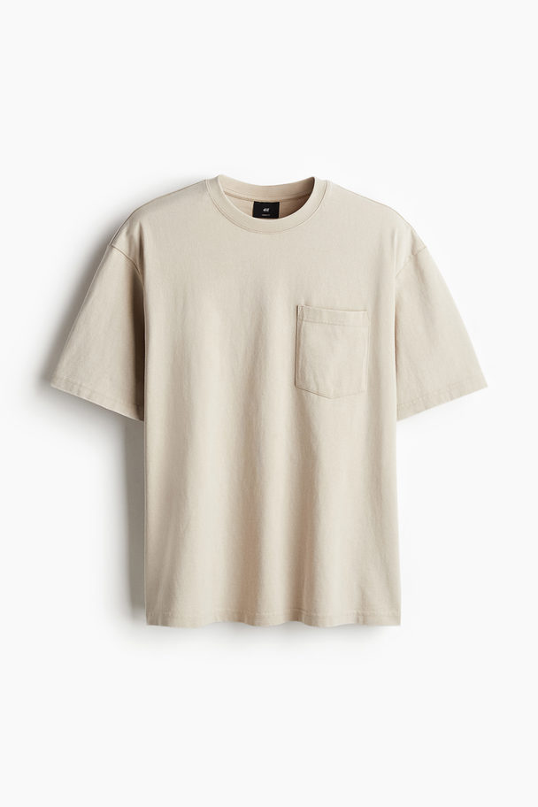 H&M Ausgewaschenes T-Shirt in Loose Fit Beige