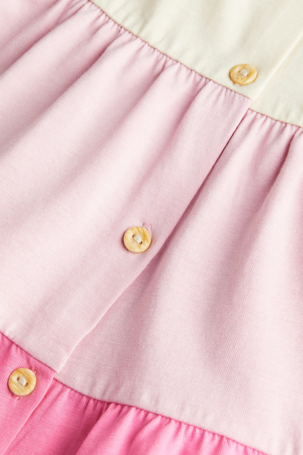 H&M Button-front Dress Pink/block-coloured