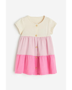 Button-front Dress Pink/block-coloured