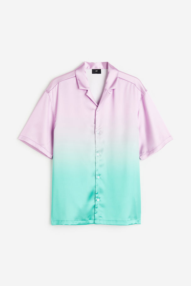 H&M Relaxed Fit Satin Resort Shirt Purple/ombre