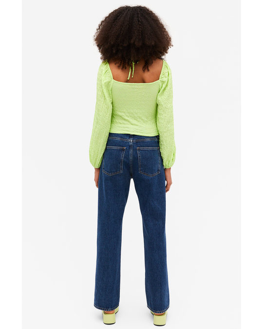 Monki Lime Green Sweetheart Neck Top With Keyhole Design Lime Green