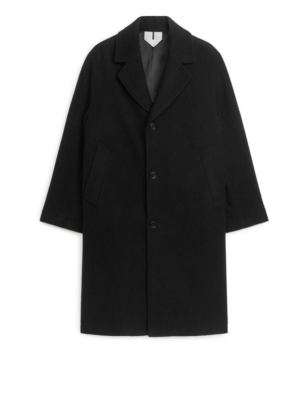 ARKET Einreihiger Mantel aus Wollmischung Schwarz