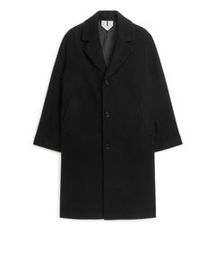 Einreihiger Mantel aus Wollmischung Schwarz