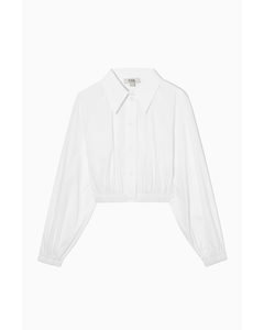 Cropped Elasticated Shirt White