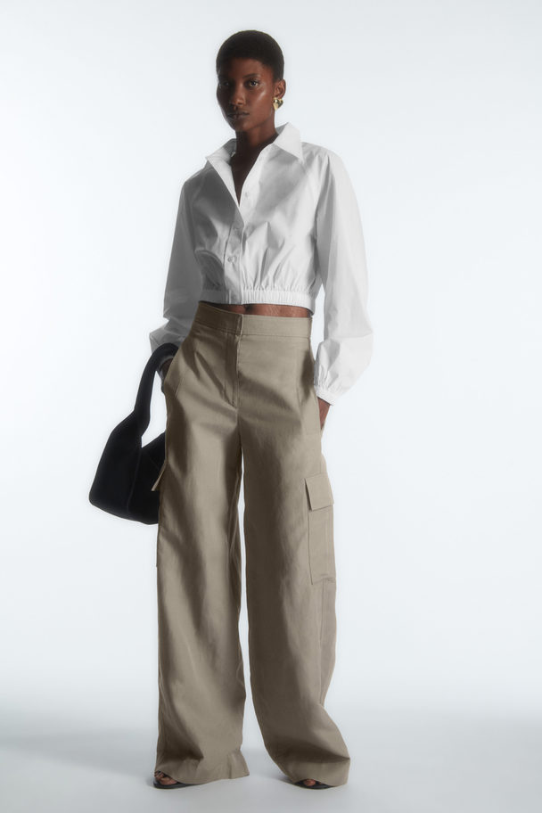 COS Cropped Elasticated Shirt White