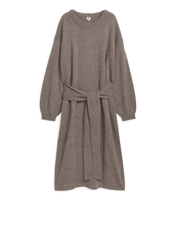 ARKET Knot-detail Knitted Wool Dress Taupe