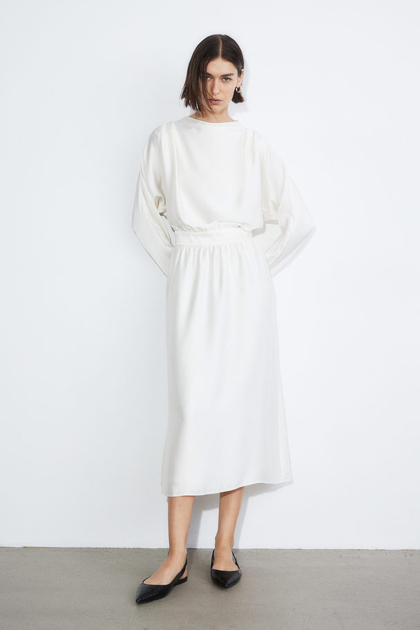 H&M Fitted Satin Dress White