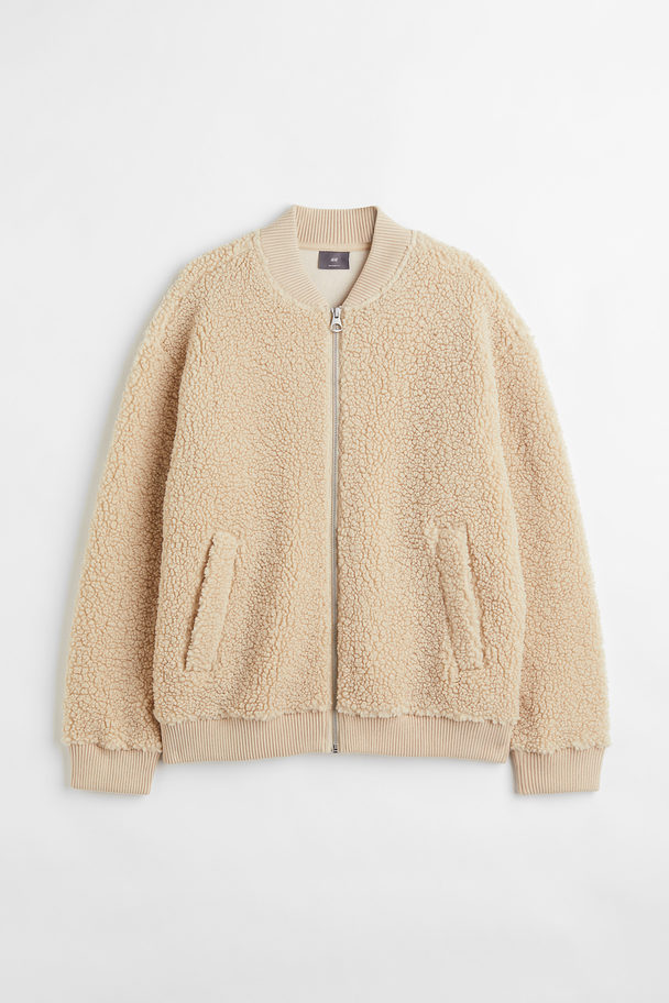 H&M Relaxed Fit Teddy Jacket Light Beige