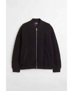 Relaxed Fit Teddy Jacket Black