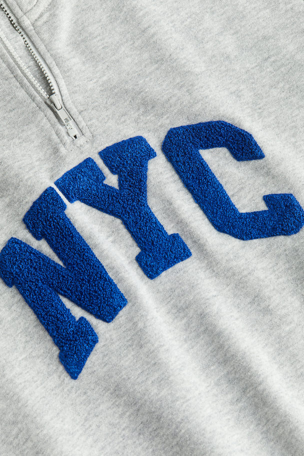 H&M Sweatshirt mit Zipper Hellgraumeliert/NYC