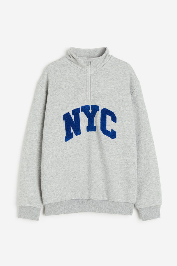 H&M Sweatshirt mit Zipper Hellgraumeliert/NYC