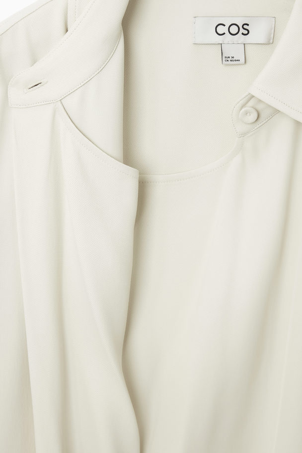 COS Fluid Twill Shirt Dress Off-white