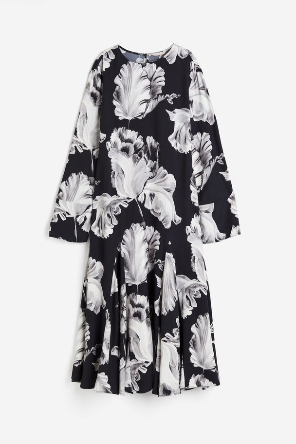 H&M Patterned Viscose Dress Black/patterned