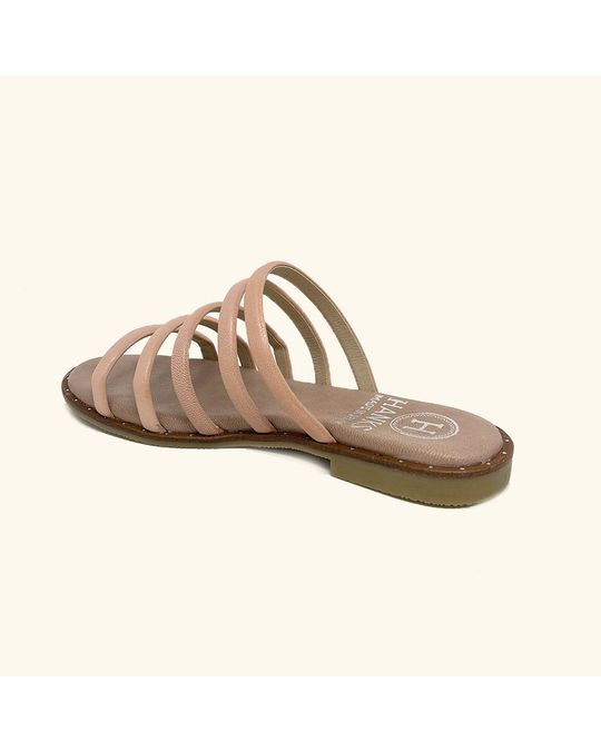 Hanks Santorini Pink Leather Flat Sandals