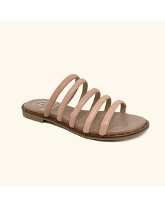 Santorini Pink Leather Flat Sandals