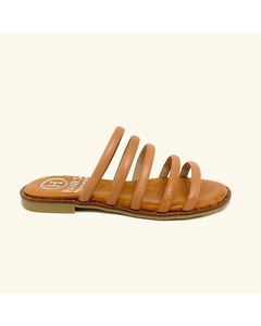 Santorini Flat Sandals Leather Brown