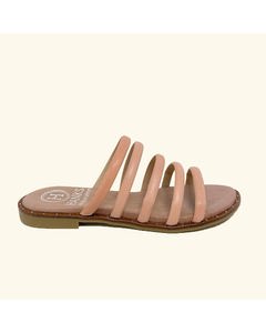 Santorini Pink Leather Flat Sandals