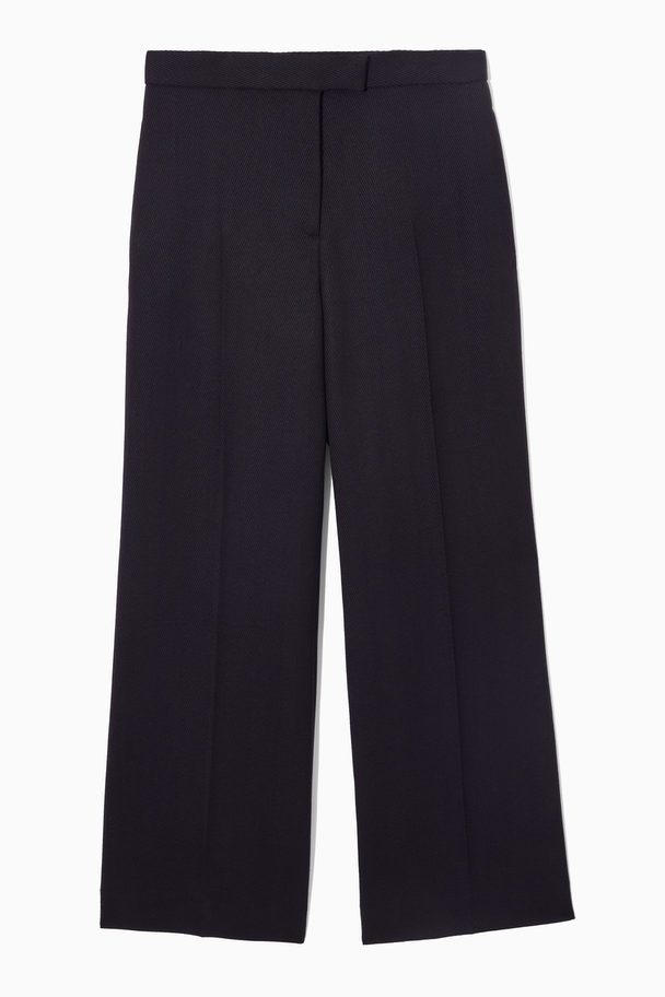COS Low-rise Flared Tailored Wool Trousers Navy