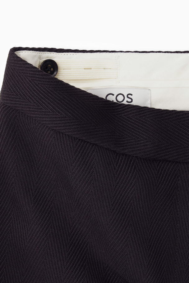 COS Low-rise Flared Tailored Wool Trousers Navy