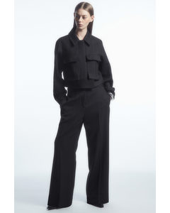 Low-rise Flared Tailored Wool Trousers Navy