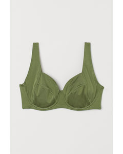 H&m+ Ovadderad Bikini-bh Olivgrön