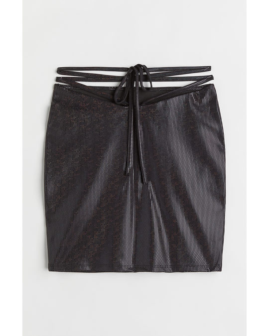 H&M Tie-detail Mesh Skirt Black