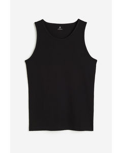 Slim Fit Ribbed Vest Top Black