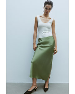 Crêpe Satin Skirt Light Khaki Green