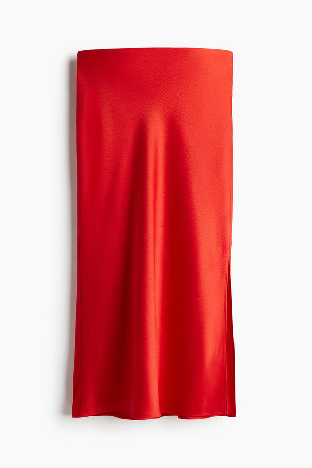 H&M Crêpe Satin Skirt Bright Red