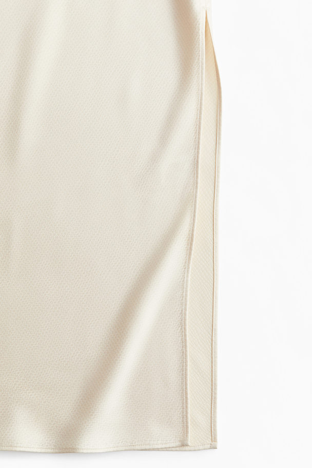 H&M Crêpe Satin Skirt Cream