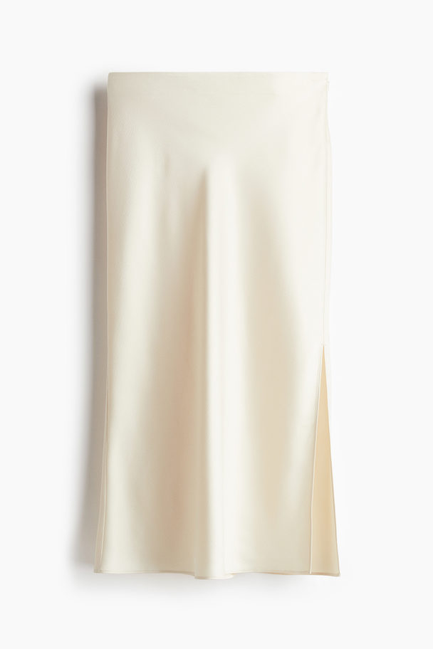 H&M Crêpe Satin Skirt Cream