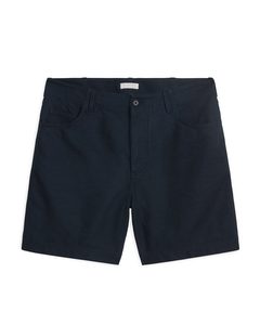 Cotton-linen Shorts Dark Blue