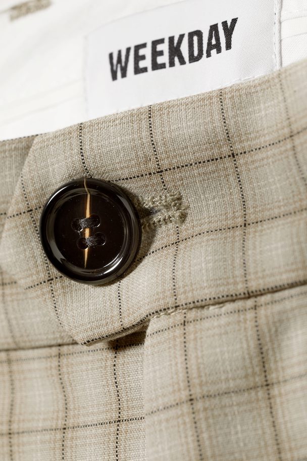 Weekday Franklin Flared Check Trousers Beige